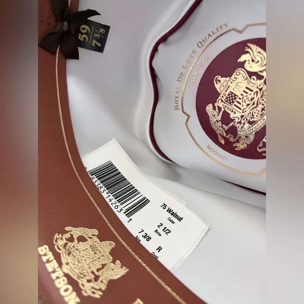 Stetson Roadster Walnut Brown Wool Felt Ranch Hat- Sz 7 3/8 - New With Tags! - Picture 5 of 9